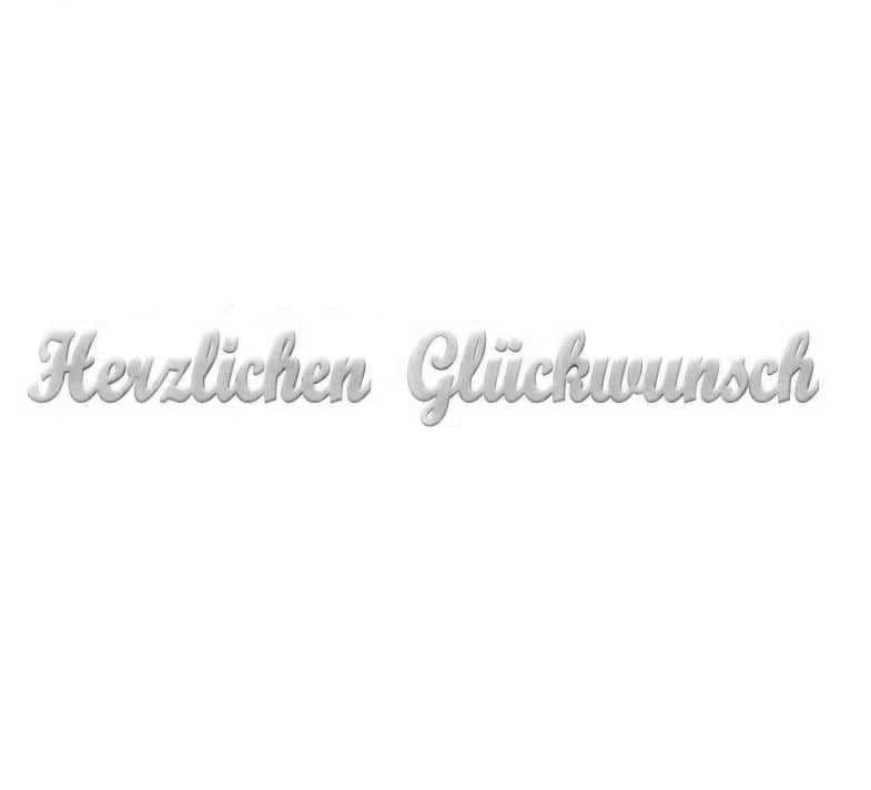 Verzierornament Schriftzug Herzlichen Glückwunsch Silber 9 mm Verzierornament Schriftzug Herzlichen Glückwunsch Silber 9 mm