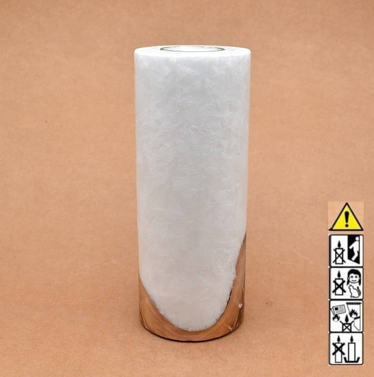 Kerze mit Holz Unikat Rund 80 x 200 mm mit Teelicht Nr.: 36