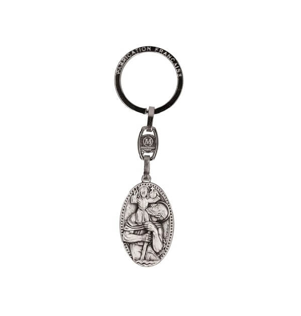 Schlüsselanhänger "Christophorus" mit Schlüsselring aus Metall