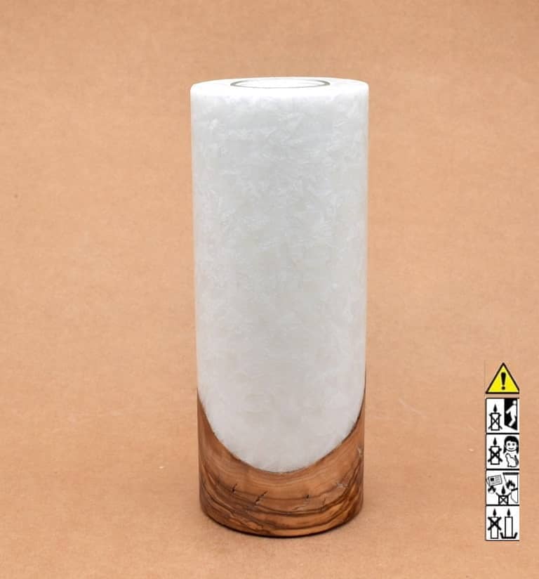 Kerze mit Holz Unikat Rund 80 x 200 mm mit Teelicht Nr.: 20