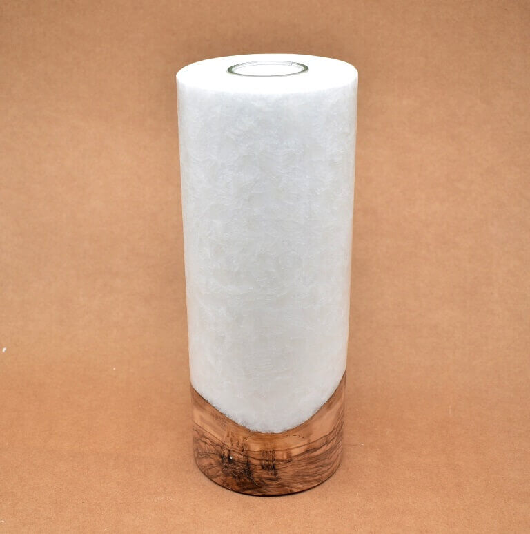 Kerze mit Holz Unikat Rund 100 x 250 mm mit Teelicht Nr.: 8