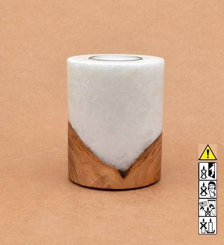 Hochzeitskerze, Kerze mit Holzeinsatz, Teelicht rund, Stearin, im Kerzen online Shop für Hochzeiten bestellen, günstig kaufen.