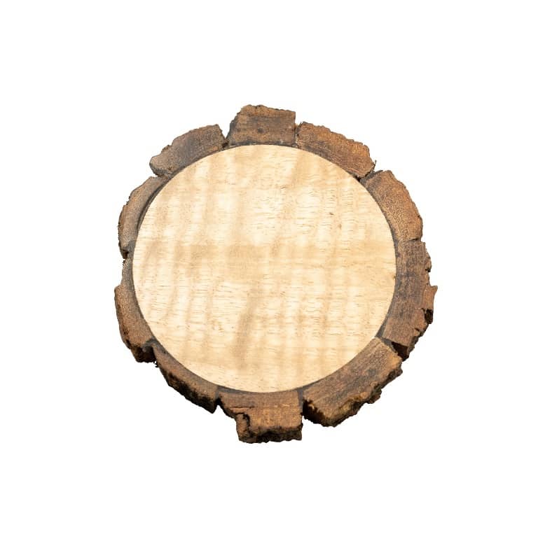 Kerzenteller / Kerzenhalter aus Holz mit Rinde Innen = 8 cm Kerzenteller / Kerzenhalter aus Holz mit Rinde Innen = 8 cm
