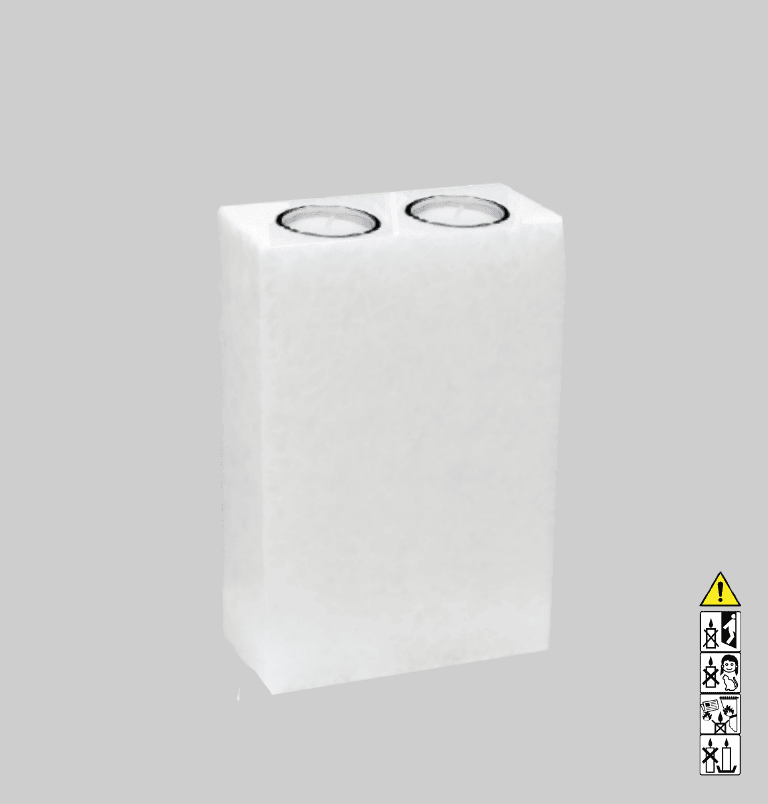 Kerzenrohling Quader Stearin weiß-kristall 70 x 140 x 210 mm 2 Glasteelichter