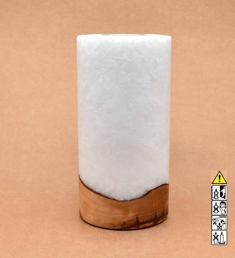 Kerze mit Holz Unikat Rund 100 x 200 mm mit Teelicht Nr.: 2