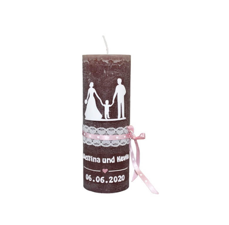 Individuelle Hochzeitskerze kaufen für die Trauung Rustica "Familie" 190 x 68 mm in schlamm (ohne Beschriftung)