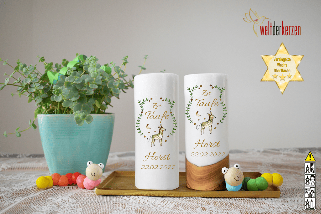 Taufkerze  Ø 8 cm "Zebra"