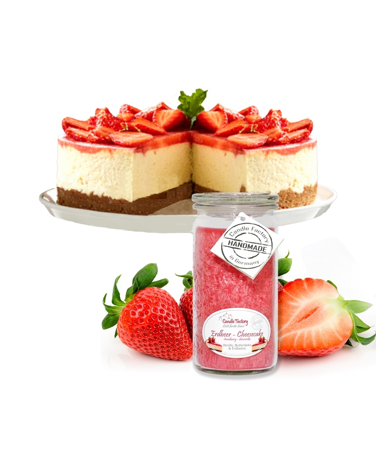 Erdbeer-Cheesecake - Mini Jumbo hochwertige Duftkerze im Glas