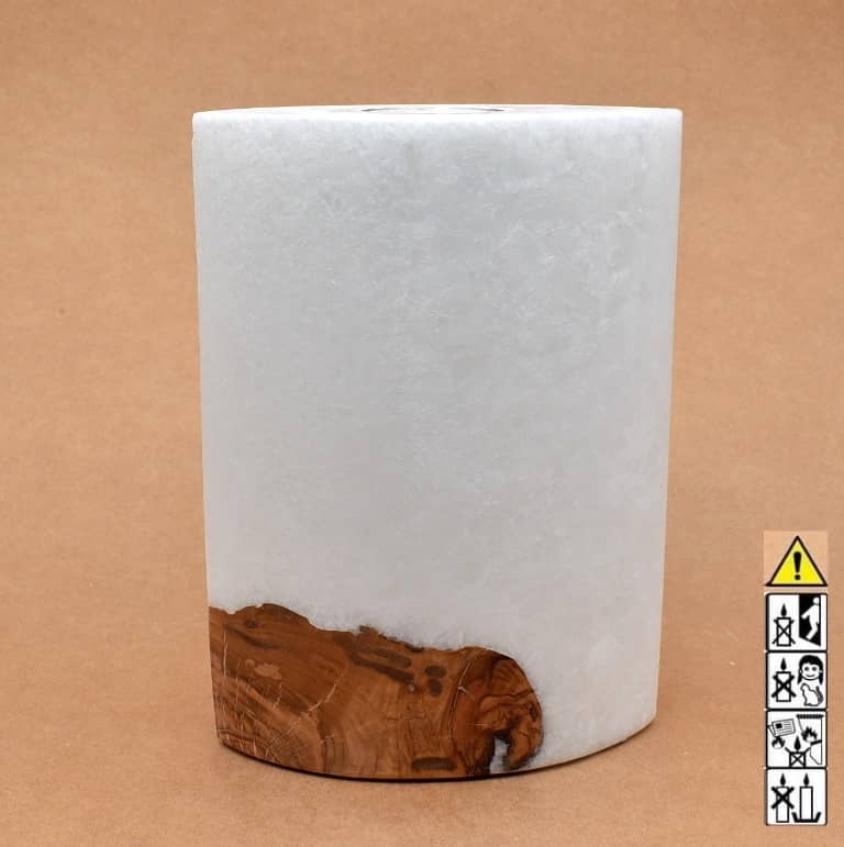 Kerze mit Holzelement, Individuelle, persönliche Hochzeitskerze  Holzkerze, Rund Stearinoptik, Hochzeitskerze mit Teelicht im Kerzen online Shop für Hochzeiten bestellen, günstig kaufen.