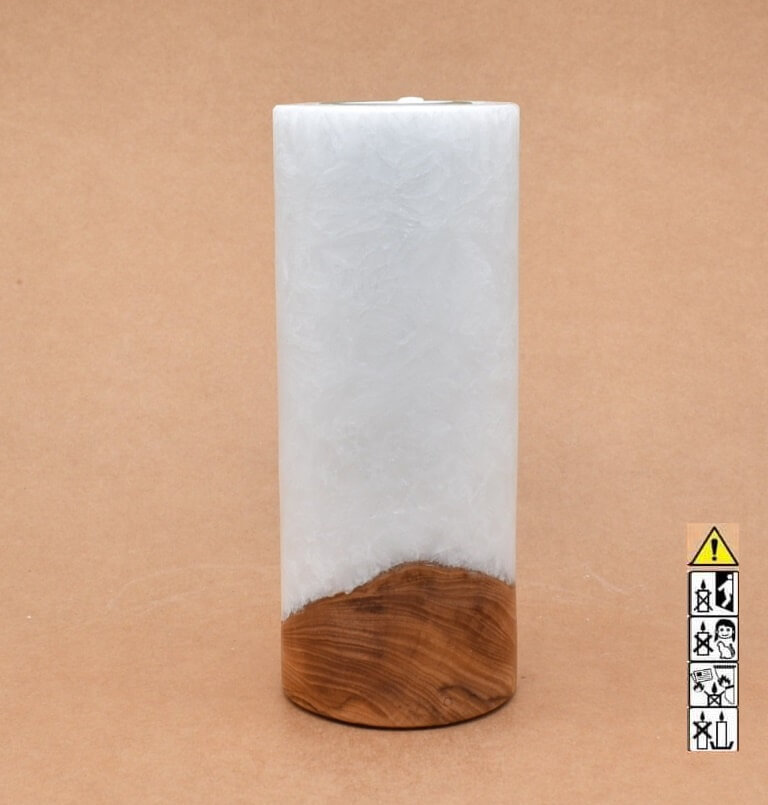 Kerze mit Holz Unikat Rund 80 x 200 mm mit Teelicht Nr.: 21
