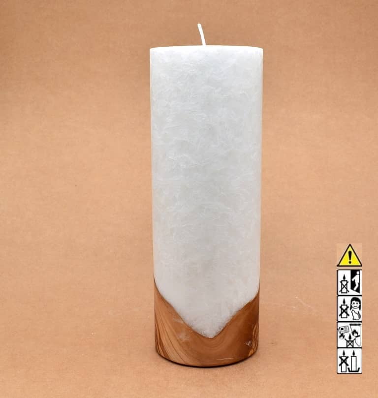 Kerze mit Holzelement, Individuelle, persönliche Hochzeitskerze  Holzkerze, Rund Stearinoptik, Hochzeitskerze mit Teelicht im Kerzen online Shop für Hochzeiten bestellen, günstig kaufen.