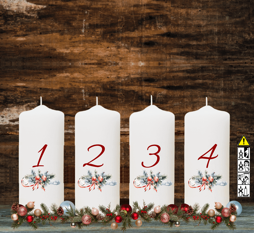 Adventskranzkerzen "Weihnachtsgesteck" 4-Set