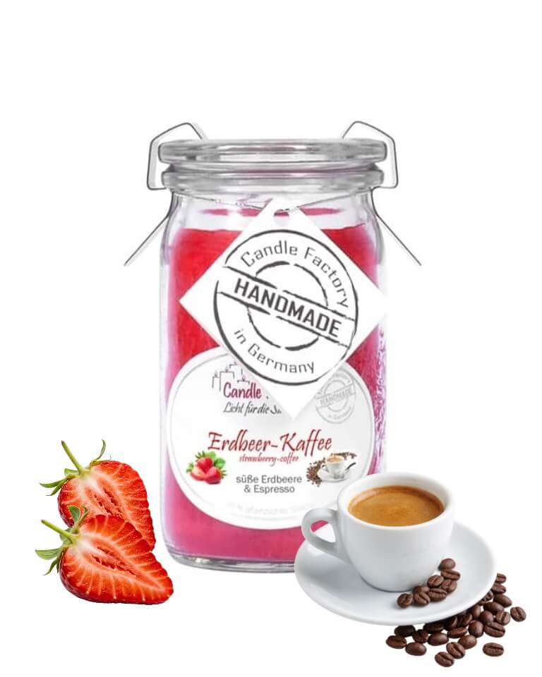 Hochwertige Duftkerze von Candle Factory Erdbeere Kaffee Baby Mini Jumbo Duftkerze im Glas in der Farbe rot g?nstig in Kerzen Online Shop kaufen. Duftkerzen im Glas. Geschenkidee Erdbeere Kaffee Baby Mini Jumbo Duftkerze im Glas in der Farbe rot.
