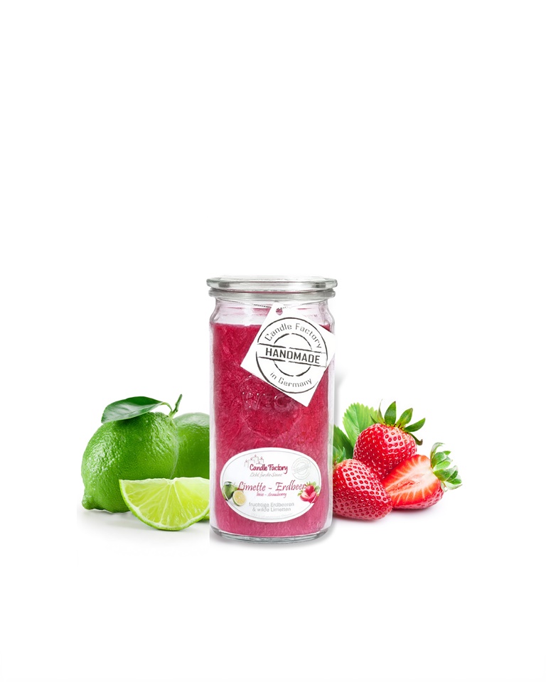 Limette - Erdbeere - Mini Jumbo hochwertige Duftkerze im Glas