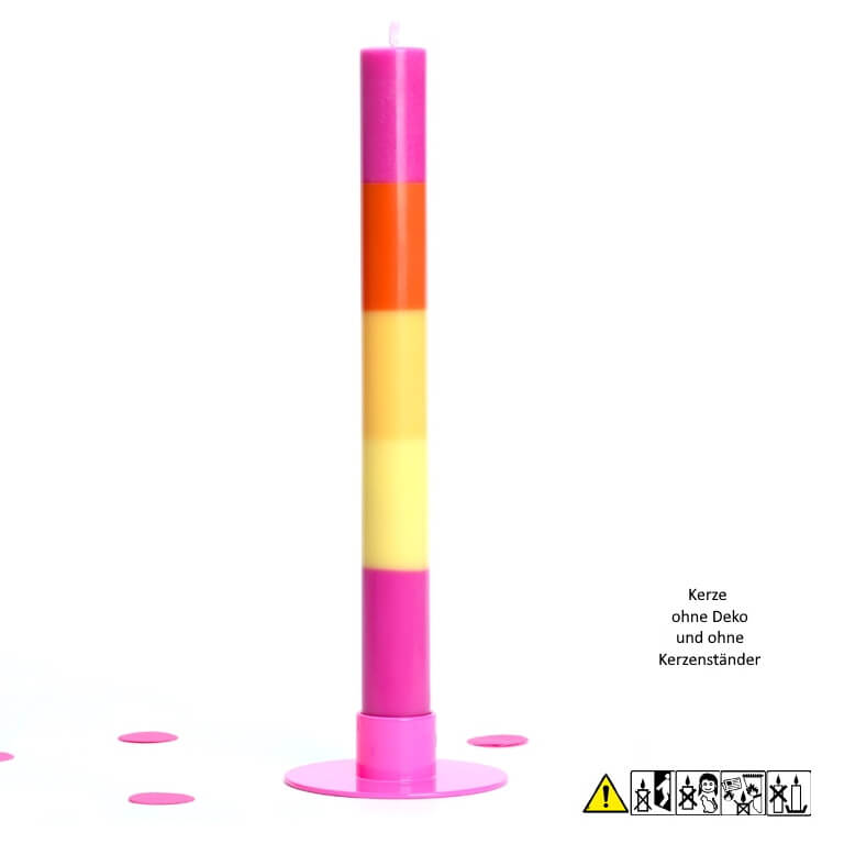 Bunte Stabkerze "Yippie" 22 x 230 mm (ohne Deko)