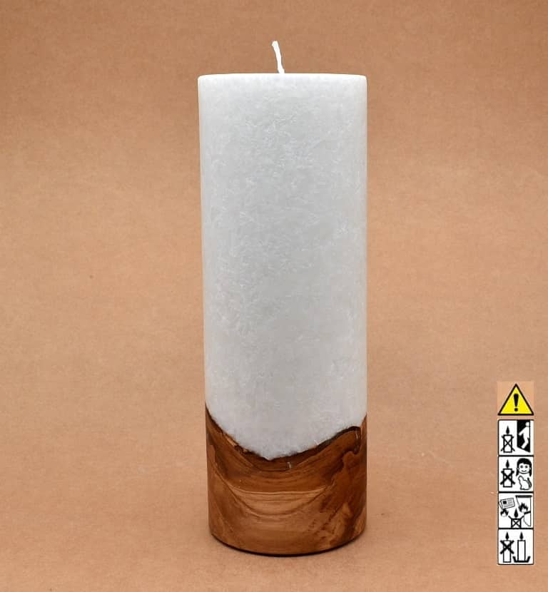 Kerze mit Holzelement, Individuelle, persönliche Hochzeitskerze  Holzkerze, Rund Stearinoptik, Hochzeitskerze mit Teelicht im Kerzen online Shop für Hochzeiten bestellen, günstig kaufen.