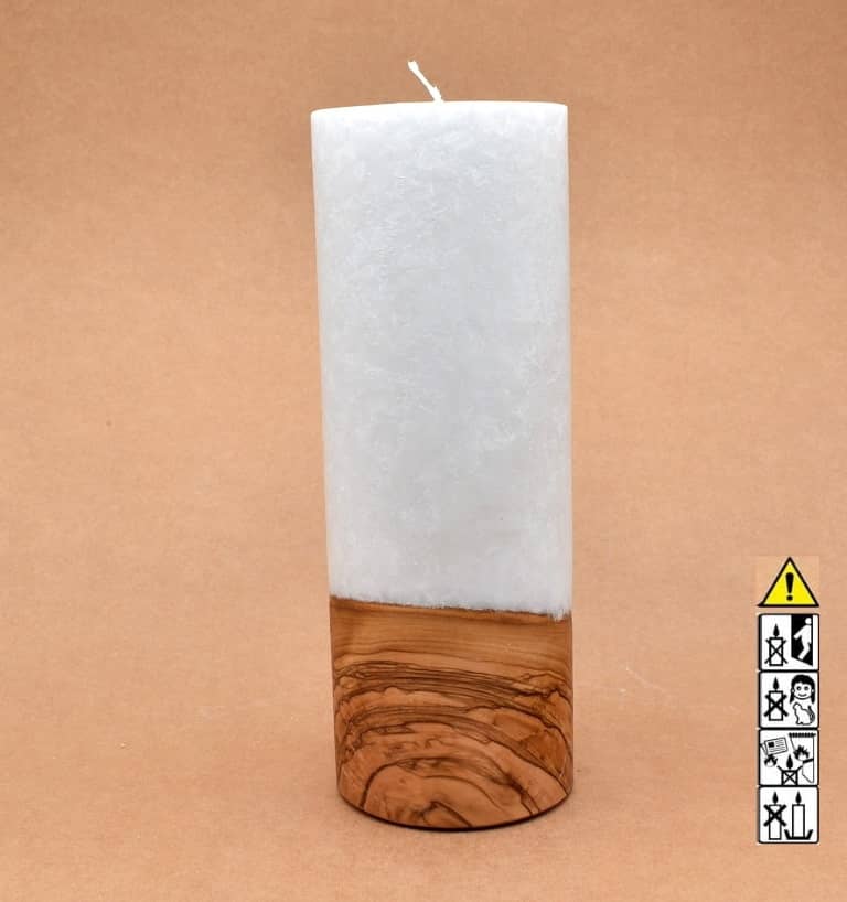 Kerze mit Holzelement, Individuelle, persönliche Hochzeitskerze  Holzkerze, Rund Stearinoptik, Hochzeitskerze mit Teelicht im Kerzen online Shop für Hochzeiten bestellen, günstig kaufen.