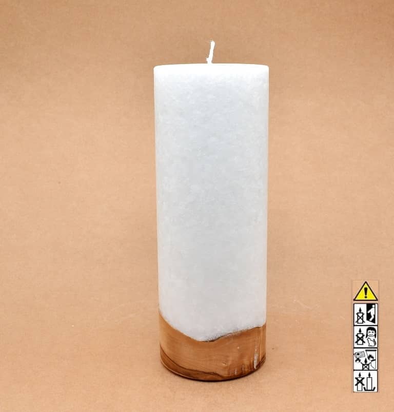 Kerze mit Holzelement, Individuelle, persönliche Hochzeitskerze  Holzkerze, Rund Stearinoptik, Hochzeitskerze mit Teelicht im Kerzen online Shop für Hochzeiten bestellen, günstig kaufen.