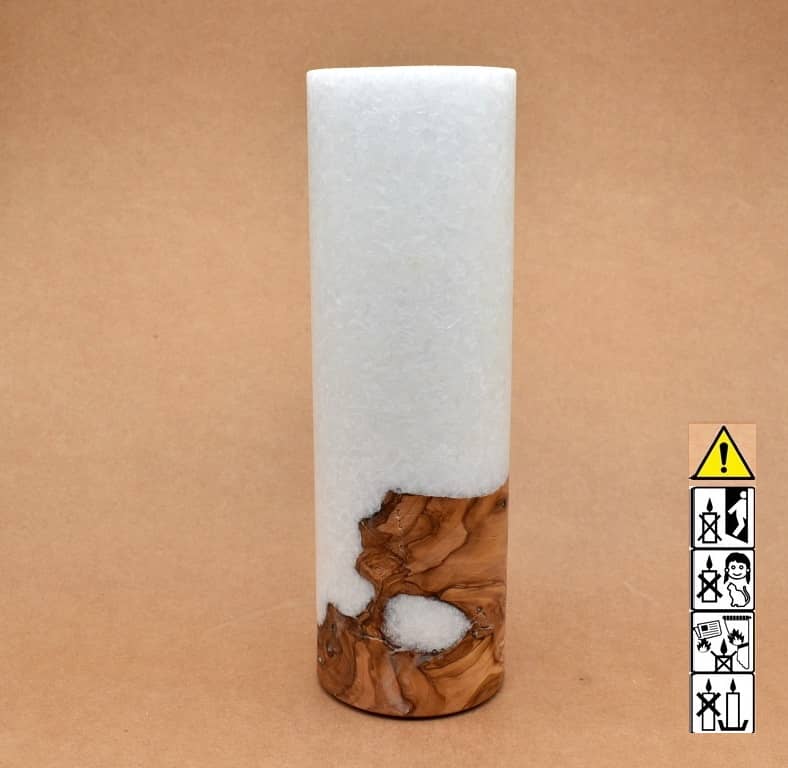 Kerze mit Holzelement, Individuelle, persönliche Hochzeitskerze  Holzkerze, Rund Stearinoptik, Hochzeitskerze mit Teelicht im Kerzen online Shop für Hochzeiten bestellen, günstig kaufen.