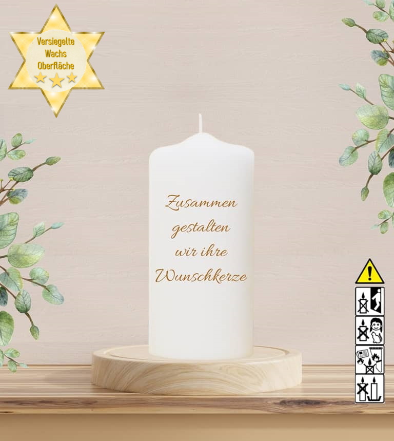 Personalisierte Kerze "selbst gestaltet" 20 cm hoch Personalisierte Kerze "selbst gestaltet" 20 cm hoch