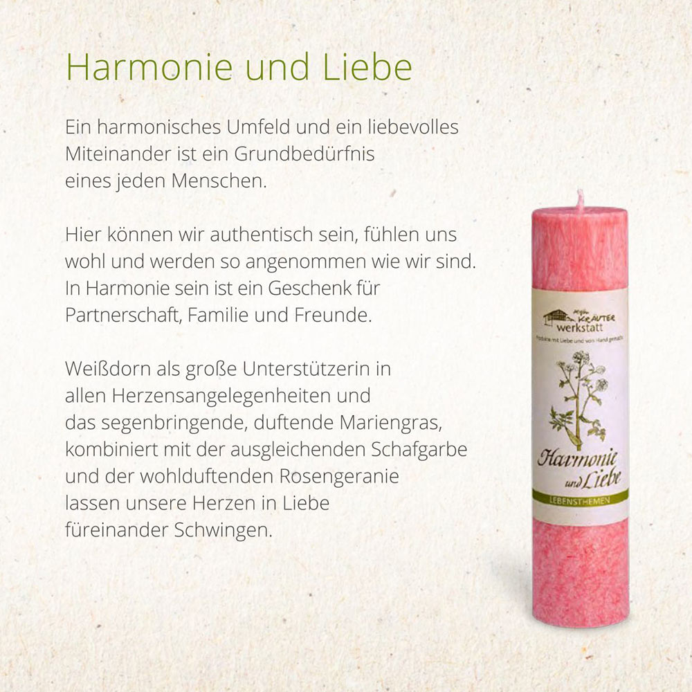 Allgäuer Heilkräuterkerze - Kerzen Lebensthemen - Harmonie & Liebe in der Farbe rose in unserem Kerzen Online Shop kaufen