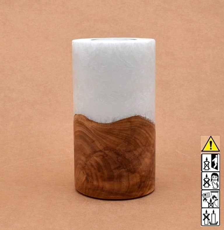 Kerze mit Holz Unikat Rund 80 x 150 mm mit Teelicht Nr.: 2 Kerze mit Holz Unikat Rund 80 x 150 mm mit Teelicht Nr.: 2