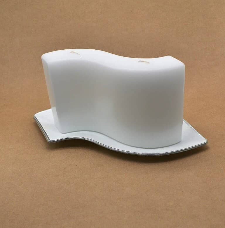 Kerzenteller / Kerzenhalter Welle aus Glas 27 x 25 cm weissopal