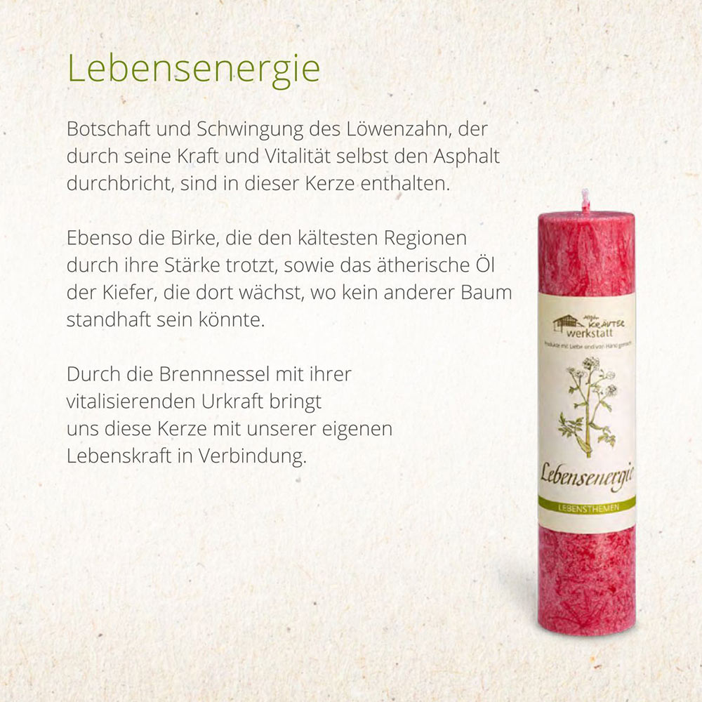 Allgäuer Heilkräuterkerze - Kerzen Lebensthemen - Lebensenergie in rot in unserem Kerzen Online Shop kaufen