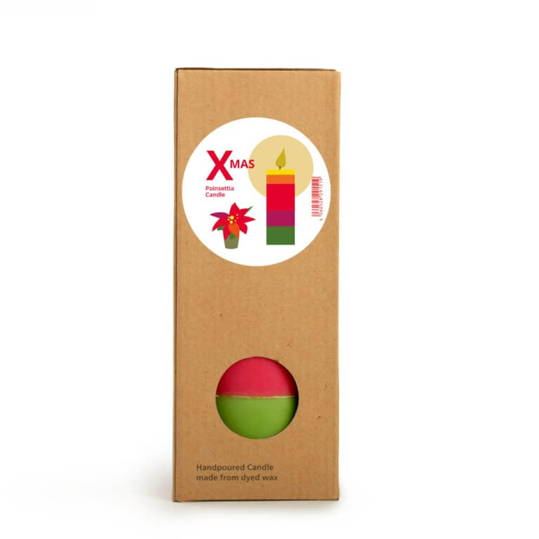 Bunte Stumpenkerze "Weihnachtsstern" 75 x 200 mm