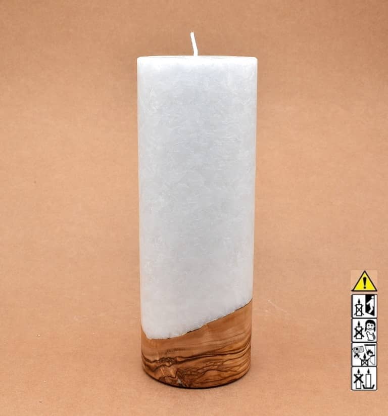 Kerze mit Holzelement, Individuelle, persönliche Hochzeitskerze  Holzkerze, Rund Stearinoptik, Hochzeitskerze mit Teelicht im Kerzen online Shop für Hochzeiten bestellen, günstig kaufen.