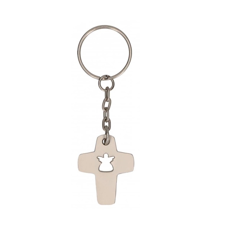 Kreuz-Schlüsselanhänger mit Engel 8cm Kreuz-Schlüsselanhänger mit Engel 8cm