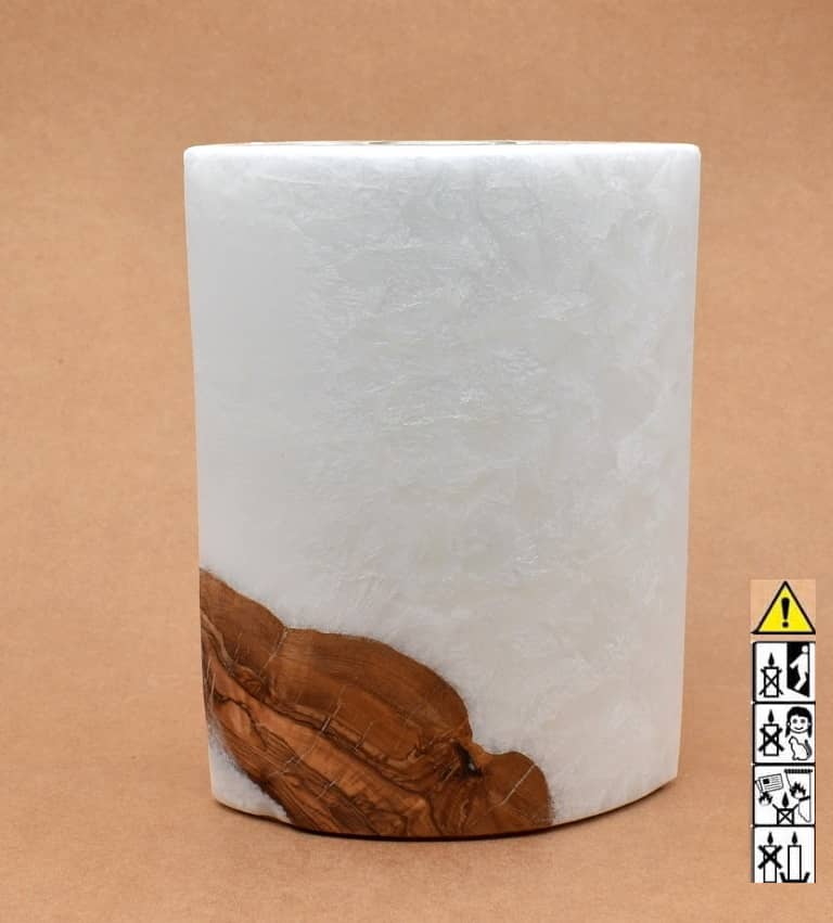 Kerze mit Holzelement, Individuelle, persönliche Hochzeitskerze  Holzkerze, Rund Stearinoptik, Hochzeitskerze mit Teelicht im Kerzen online Shop für Hochzeiten bestellen, günstig kaufen.