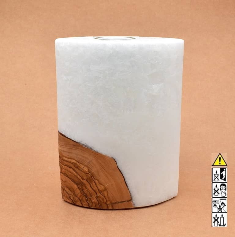 Kerze mit Holzelement, Individuelle, persönliche Hochzeitskerze  Holzkerze, Rund Stearinoptik, Hochzeitskerze mit Teelicht im Kerzen online Shop für Hochzeiten bestellen, günstig kaufen.