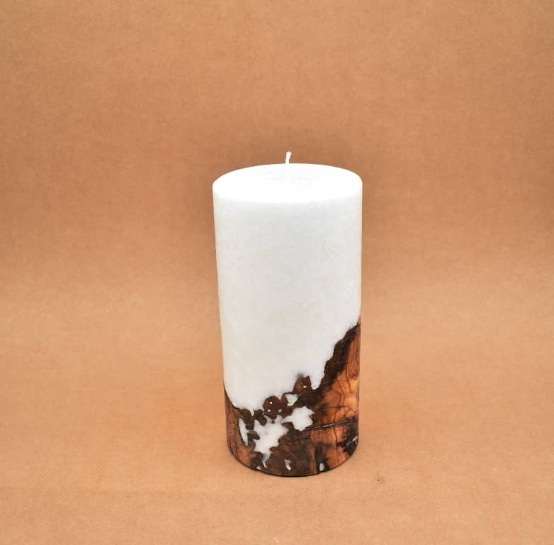 Hochzeitskerze, Kerze mit Holzeinsatz, Teelicht rund, Stearin, im Kerzen online Shop für Hochzeiten bestellen, günstig kaufen.