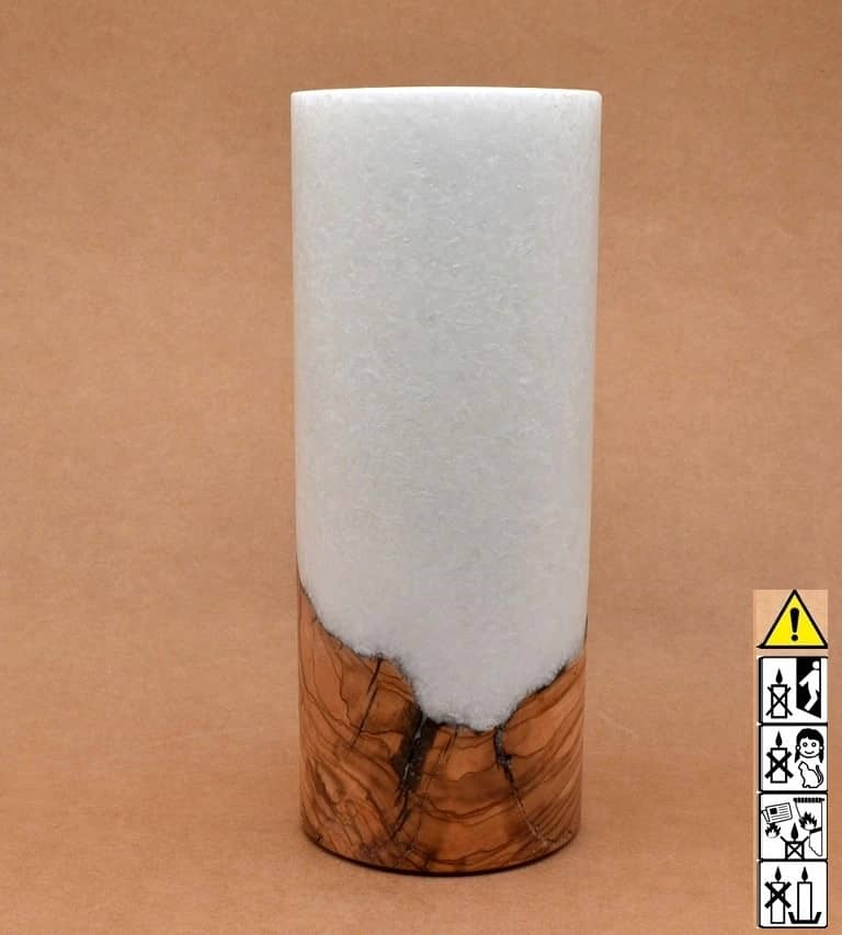 Kerze mit Holz Unikat Rund 100x250mm mit Teelicht. Jetzt in unserem Geschenke Onlineshop kaufen.