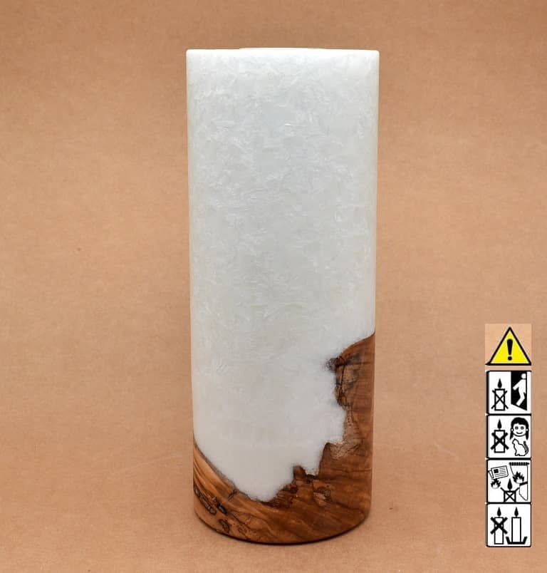 Kerze mit Holz Unikat Rund 100x250mm mit Teelicht. Jetzt in unserem Geschenke Onlineshop kaufen.