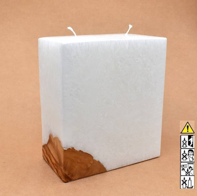 Kerze mit Holz Unikat Quader 95 x 175 x 200 mm 1 x Holz 2 x Docht Nr.: 2