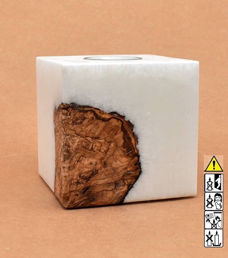 Hochzeitskerze, Kerze mit Holzeinsatz, Teelicht rund, Stearin, im Kerzen online Shop für Hochzeiten bestellen, günstig kaufen.