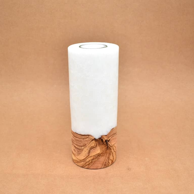 Hochzeitskerze, Kerze mit Holzeinsatz, Teelicht rund, Stearin, im Kerzen online Shop für Hochzeiten bestellen, günstig kaufen.