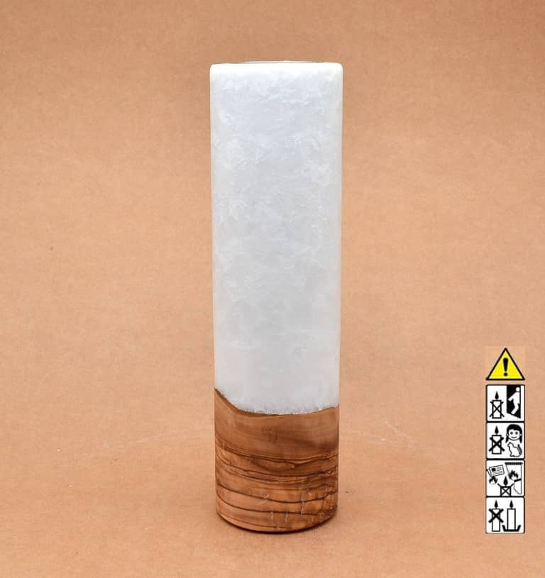 Kerze mit Holz Unikat Rund 70 x 250 mm mit Teelicht Nr.: 1