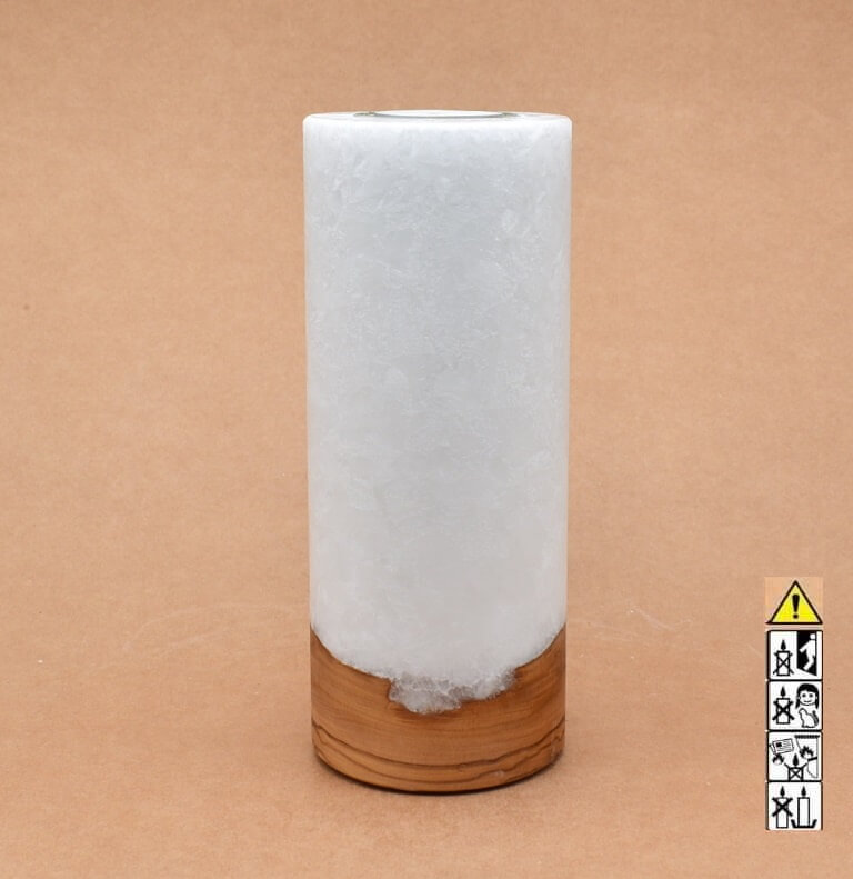 Kerze mit Holz Unikat Rund 80 x 200 mm mit Teelicht Nr.: 28