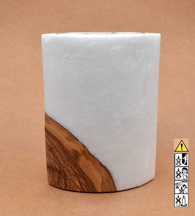 Kerze mit Holzelement, Individuelle, persönliche Hochzeitskerze  Holzkerze, Rund Stearinoptik, Hochzeitskerze mit Teelicht im Kerzen online Shop für Hochzeiten bestellen, günstig kaufen.