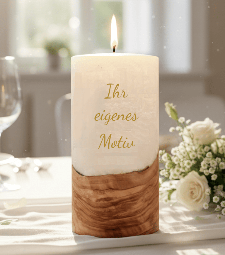 Kerze mit Holzelement "selbst gestalten" 10 x 20 cm