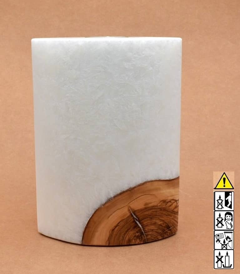 Kerze mit Holz, Teelicht, Unikat Holzkerze, Individuelle ovale Hochzeitskerze mit Holz, Holzelementen Kerze mit Holz Individuelle, perönliche Hochzeitskerze Oval Kanten spitz mit Teelicht im Kerzen online Shop für Hochzeiten bestellen, günstig kaufen.