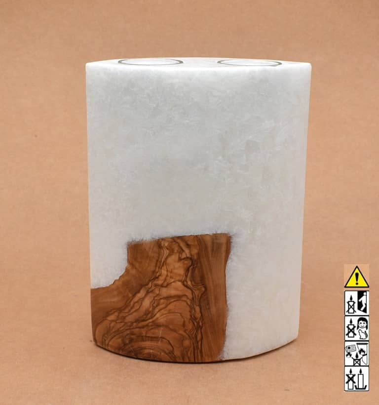 Kerze mit Holzelement, Individuelle, persönliche Hochzeitskerze  Holzkerze, Rund Stearinoptik, Hochzeitskerze mit Teelicht im Kerzen online Shop für Hochzeiten bestellen, günstig kaufen.