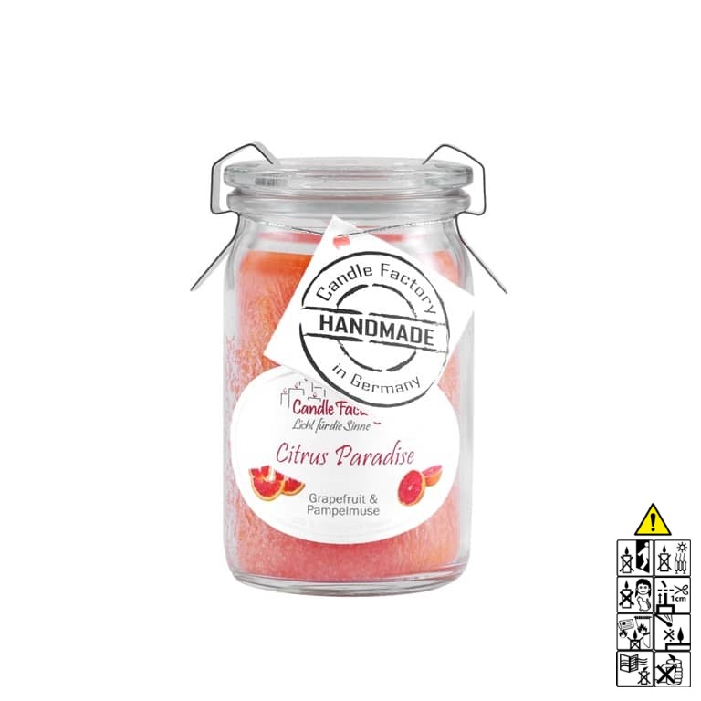 Hochwertige Citrus Paradise Baby Jumbo Duftkerze im Glas in der Farbe orange. Hochwertige Duftkerze von Candle Factory Citrus Paradise Baby Mini Jumbo Duftkerze im Glas in der Farbe orange g?nstig in Kerzen Online Shop kaufen. Duftkerzen im Glas. Geschenkidee Citrus Paradise Baby Mini Jumbo Duftkerze im Glas in der Farbe orange.