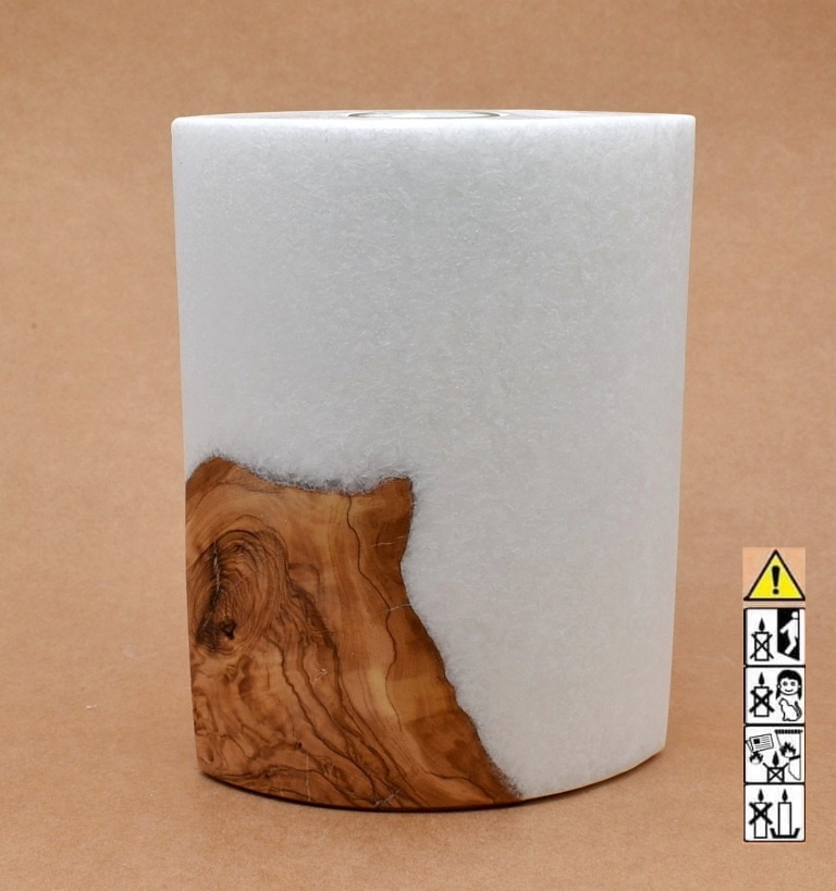 Kerze mit Holz Unikat Oval Kanten spitz 210 x 140 x 80 mm 1 x Teelicht. Jetzt in unserem Geschenke Onlineshop kaufen.