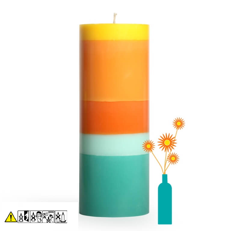 Bunte Stumpenkerze "Für alle Fälle" 75 x 200 mm