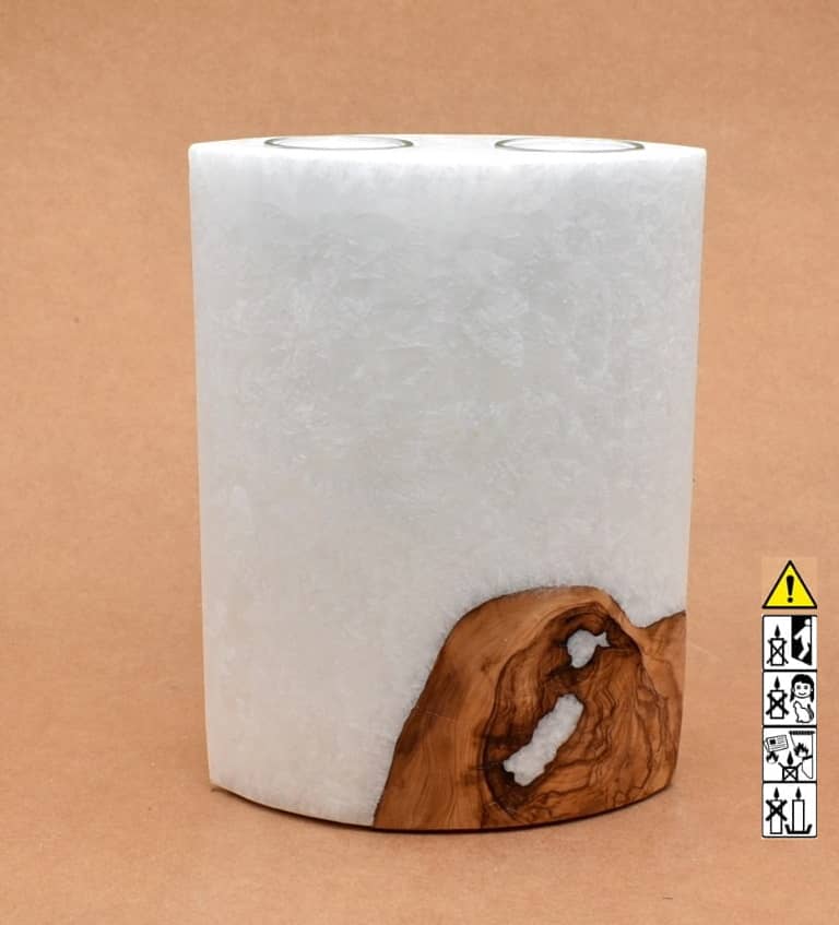 Kerze mit Holzelement, Individuelle, persönliche Hochzeitskerze  Holzkerze, Rund Stearinoptik, Hochzeitskerze mit Teelicht im Kerzen online Shop für Hochzeiten bestellen, günstig kaufen.