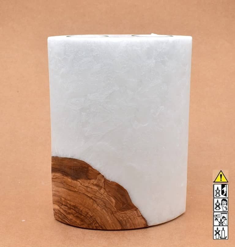 Kerze mit Holzelement, Individuelle, persönliche Hochzeitskerze  Holzkerze, Rund Stearinoptik, Hochzeitskerze mit Teelicht im Kerzen online Shop für Hochzeiten bestellen, günstig kaufen.
